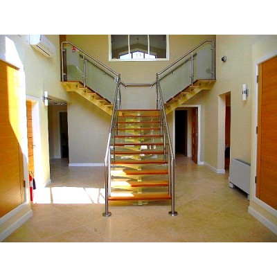Chrome, Oak & Glass Staircase 